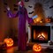 Life-Size 6ft Purple Halloween Animated Girl Prop with Moving Arms Sound and Flashing Eyes